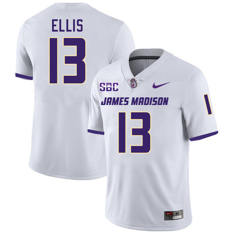 #13 Landon Ellis JMU Jersey,James Madison Dukes Football Jerseys Stitched-White #13 Landon Ellis JMU Jersey,James Madison Dukes Football Jerseys Stitched-White